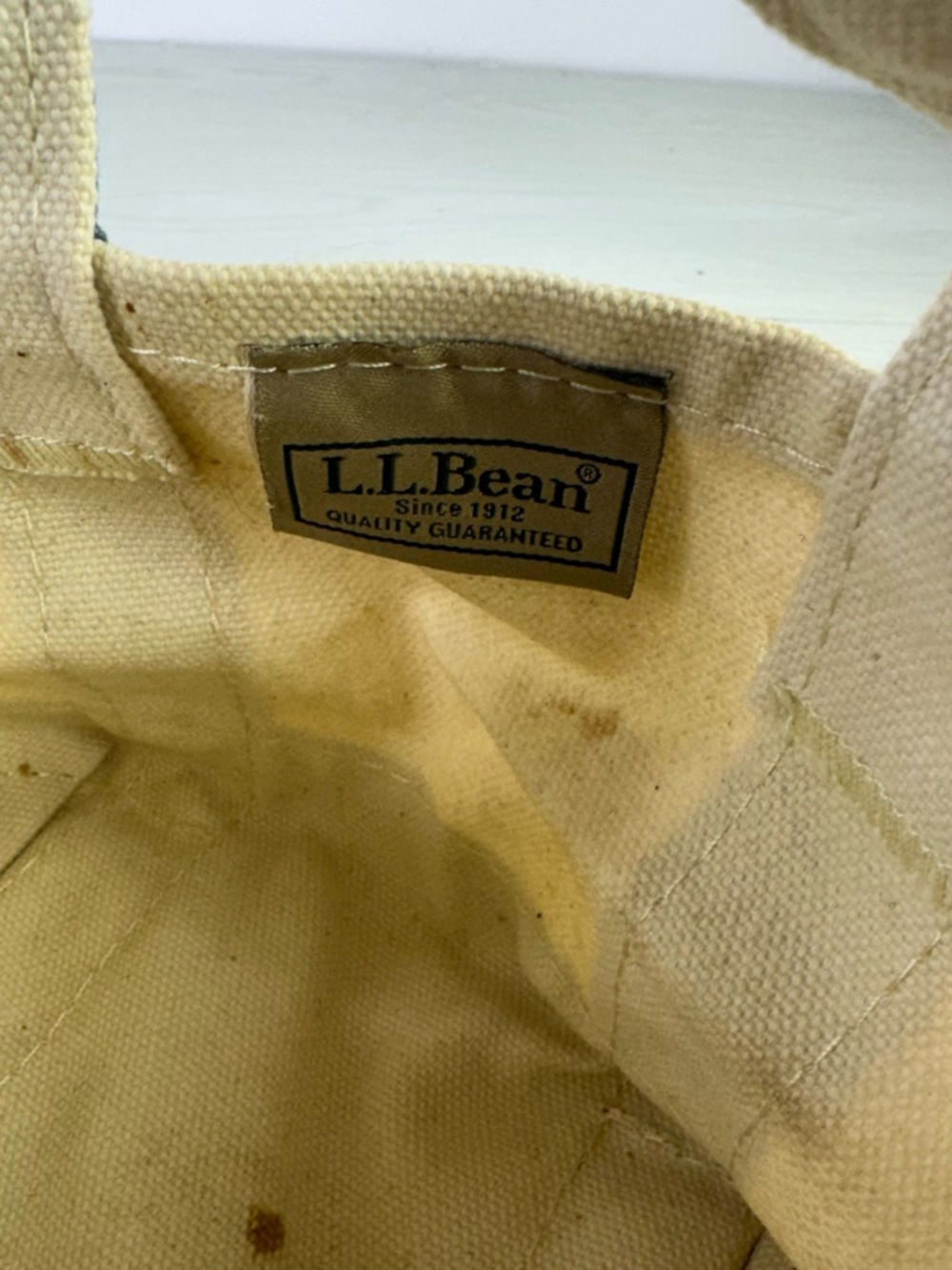 Vintage L.L.Bean Micro Mini Boat and Tote Bag Green White autumn leaf - Picture 3 of 8